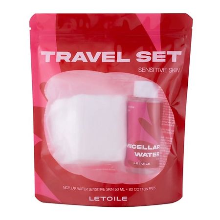 Набор средств для снятия макияжа ЛЭТУАЛЬ Набор для путешествий мицеллярная вода для чувствительной кожи и ватные диски Travel Set ватные диски для   солнце и луна eco 40 шт