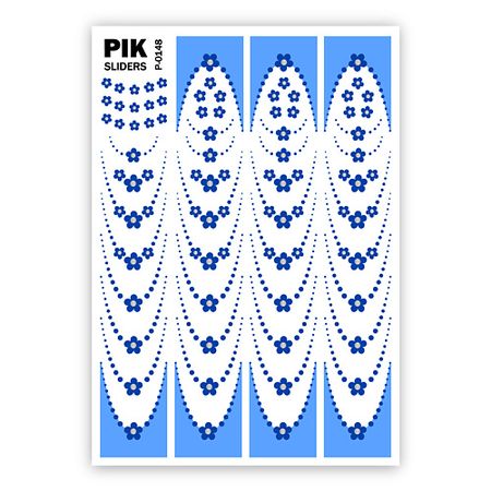 Слайдеры PIK Слайдеры для ногтей P-148 Цветочный френч голубой Фольга 4 шт фильтры для френч пресса сетчатые