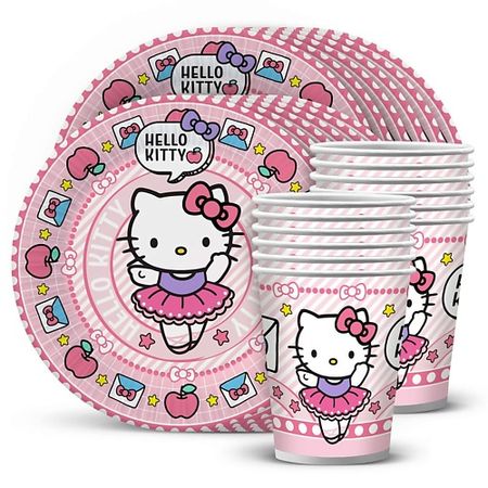 Набор одноразовой посуды ND PLAY Набор посуды для праздника Hello Kitty одноразовая посуда для детского праздника