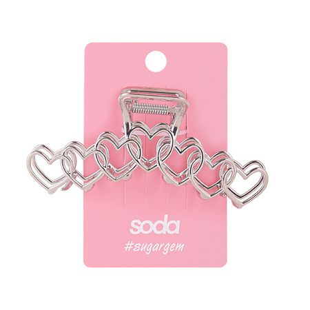 Заколка для волос SODA Заколка-крабик для волос Silver Hearts