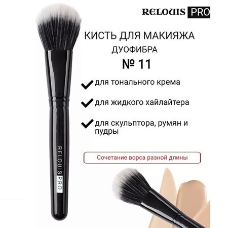 Кисть для лица RELOUIS Кисть косметическая №11 дуофибра PRO Duo Fiber Brush
