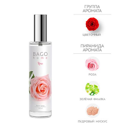 Спрей для дома BAGO HOME Спрей ароматический для дома Роза
