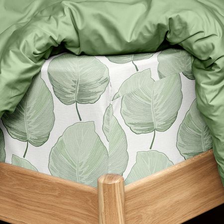 Простыня на резинке Модико (зеленые листья) II