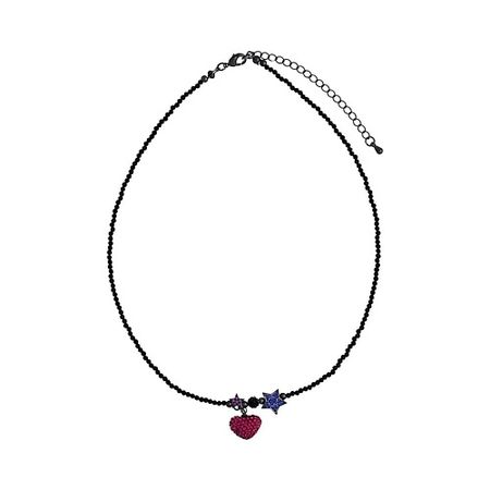 Колье UVI JEWELLERY Колье из черных кристаллов с подвеской Сердце мексиканский агат башня из кристаллов