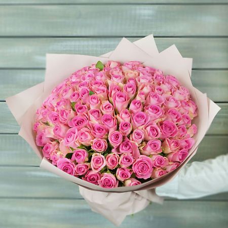 Букет живых цветов БУКЕТ МАРКЕТ ДАРИТЕ С УДОВОЛЬСТВИЕМ Букет из 101 розы - Розовый фламинго Кения 40 см фольгированные шары фламинго для вечеринки partigos