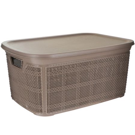 Корзина Akay с крышкой Jute 2,5л 21х14,5х10,2 см коричневая коричневая плетёная корзина для пикника