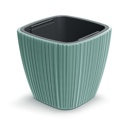 Кашпо квадратное Prosperplast Oro 29х29 h27 см мята с вкладышем