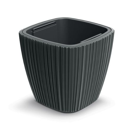 Кашпо квадратное Prosperplast Oro 29х29 h27 см темно-серый с вкладышем