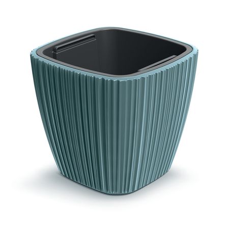 Кашпо квадратное Prosperplast Oro 29х29 h27 см ск.синий с вкладышем