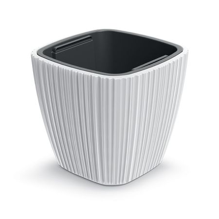 Кашпо квадратное Prosperplast Oro 29х29 h27 см белый с вкладышем