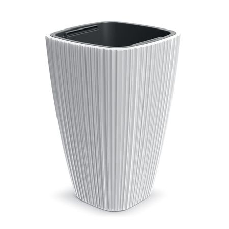 Кашпо квадратное Prosperplast Oro 29х29 h45 см белый с вкладышем