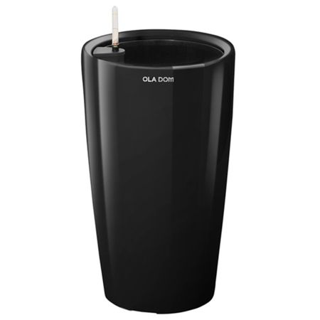 Кашпо круглое Ola Dom Deluxe Long 32х56 см черное с автополивом