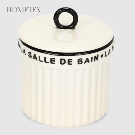 Ёмкость для ватных дисков Hometex с окантовкой керамический бежевый D10,8х12,7 см акриловая подставка для компакт дисков seth