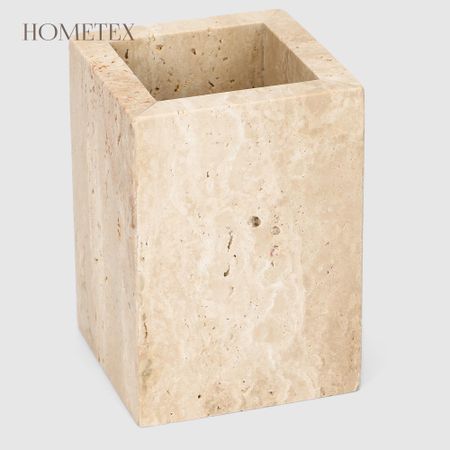 Стакан для зубных щёток Hometex травертин пористый бежевый 7х7х10 см щёток стеклоочистителя для skoda yeti 2008 2017