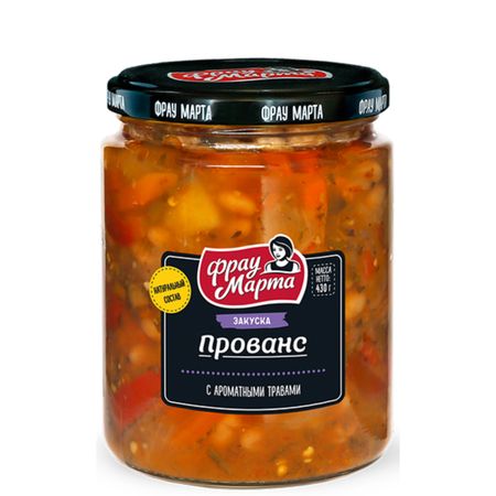 Закуска Прованс Фрау Марта стеклянная банка 430 г масло репейное красный перец фл 100 мл