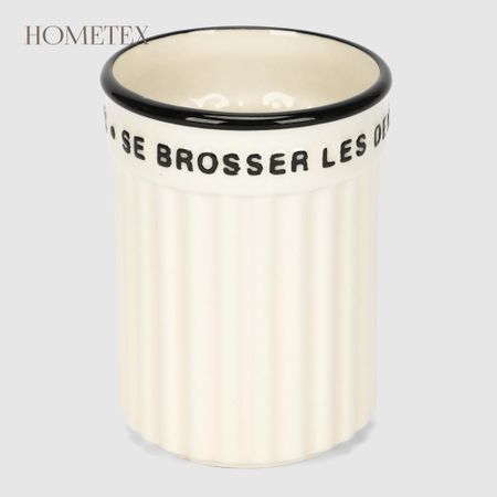 Стакан для зубных щёток Hometex с окантовкой керамический бежевый D8,1х10,9 см