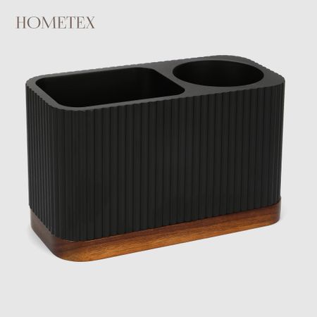 Держатель для зубных щёток Hometex полирезин и акация чёрный 17х8х10,2 см