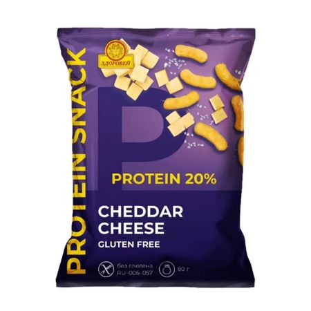 Снэки Здоровей протеиновые, без глютена, сыр чеддер 80 г siberian nutrogunz протеин multi protein вкус банан 0 75 кг сухая смесь