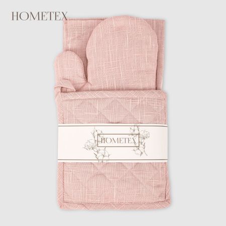 Набор кухонный Hometex фартук/прихватка/рукавица розовый