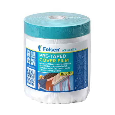 Пленка защитная Folsen для наружных работ с клейким краем 9 мкм 1,4х25 м (35 кв.м) пленка защитная folsen 7 мкм 4х5м голубая арт 094500
