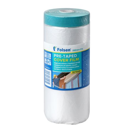 Пленка защитная Folsen для наружных работ с клейким краем 9 мкм 2,66х17 м (45,22 кв.м) пленка защитная folsen 7 мкм 4х5м голубая арт 094500