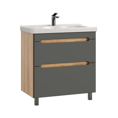 Комплект тумба с раковиной Sanstar Diva 70 см напольная дуб вотан/графит софт (459.1-1.4.1.ККОМ)