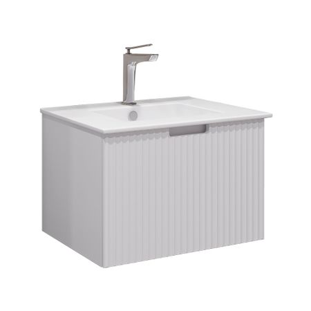 Комплект тумба с раковиной Comforty Сан-Луис 60 см подвесная белая матовая (00-00021219CF)