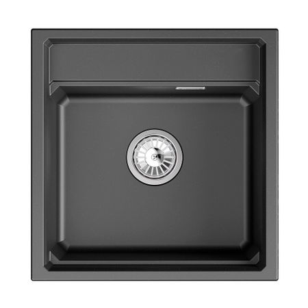 Мойка для кухни Granula Kitchen Space 50х51х24,5 см с ролл-матом и дозатором кварц Щварц (5002i, ШВАРЦ) мойка granula 465х510х200мм пирит кварц