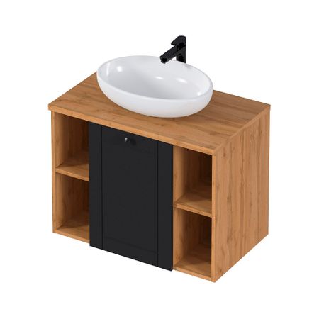 Тумба под раковину со столешницей 1Marka Organic 80 см подвесная монолит дарк (Ц0000031351)