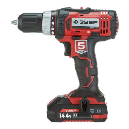 Дрель-шуруповерт аккумуляторная Зубр ДШЛ-145-22 14,4 В 2 Ач Li-Ion 2 АКБ и ЗУ строгальные ножи tasp для зубр рс 305 2 шт