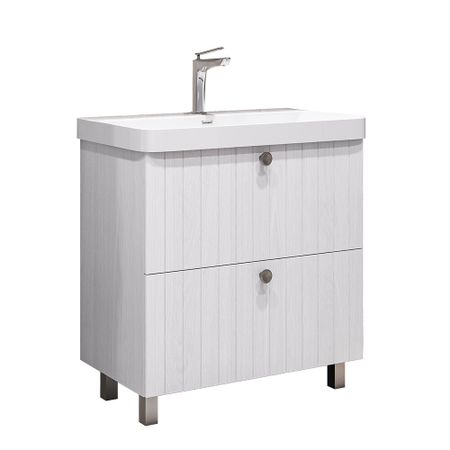 Комплект тумба с раковиной Comforty Сантьяго 80 см напольная ясень беленый (00-00021031CF) розетта напольная пвх для труб d26мм дуб беленый 2шт