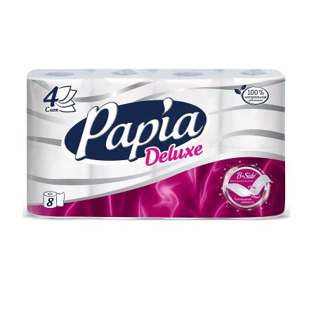 Туалетная бумага Hayat Papia Deluxe белая 4 слоя 8 рулонов бумага для этикеток 3m 7847 белая