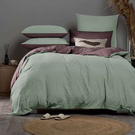 Комплект постельного белья Sleepix Юко мятный/темно-сиреневый двуспальный евро комплект наволочек picassa 50х70cм 2шт сатин сиреневый арт к тнав5х7сат сир