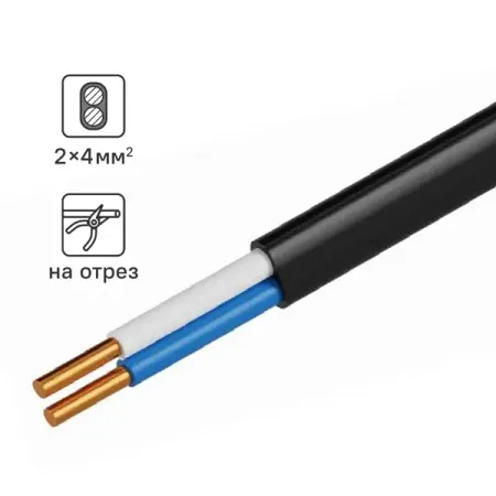 Кабель Tdm Electric ВВГпнг-LS 2x4 на отрез ГОСТ кабель питания для ip камеры cctv