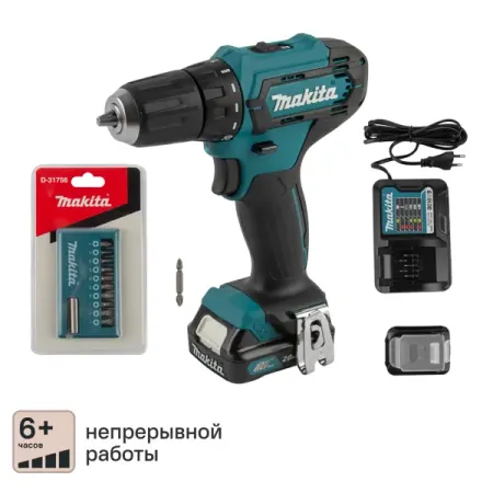 Дрель-шуруповерт аккумуляторная Makita DF333DAX13, 12 В Li-Ion 2x2 Ач адаптер для батарей makita 18в к ryobi 18в