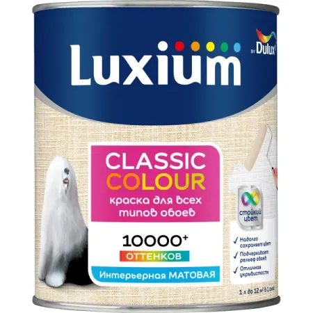 Краска для обоев моющаяся Luxium Classic Colour матовая цвет прозрачный база BC 0.9 л краска акриловая лакра prof it резиновая для всех типов поверхностей бес ная 14кг арт 9591034