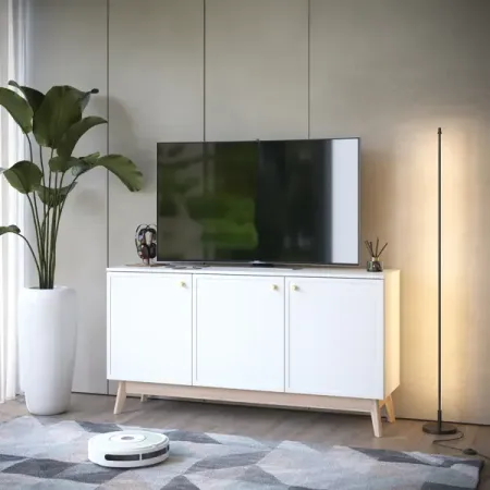 Тумба под телевизор KONSENSA Амьен 150x79x41.7 см ЛДСП цвет белый телевизор 32 hyundai h led32bs5002