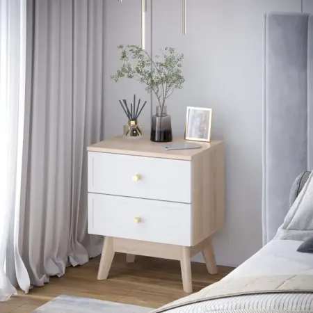 Тумба прикроватная 2 ящика KONSENSA Лион Амьен 45x54x35 см ЛДСП цвет белый/коричневый задняя крышка для yamaha fz6 n 2004 2007 спидометр тахометр