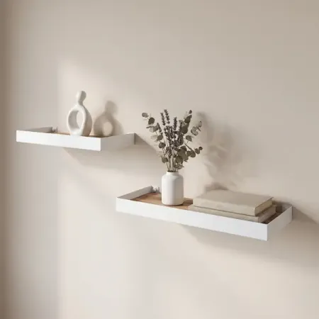 Настенная полка 32x11/40x15 см металл цвет белый подвесная книжная полка счетчик книг