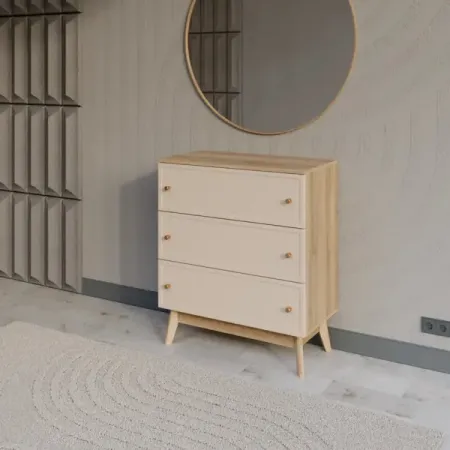 Комод KONSENSA Амьен 3 ящика 80х94х41.7 см ЛДСП цвет бежевый задняя крышка для yamaha fz6 n 2004 2007 спидометр тахометр