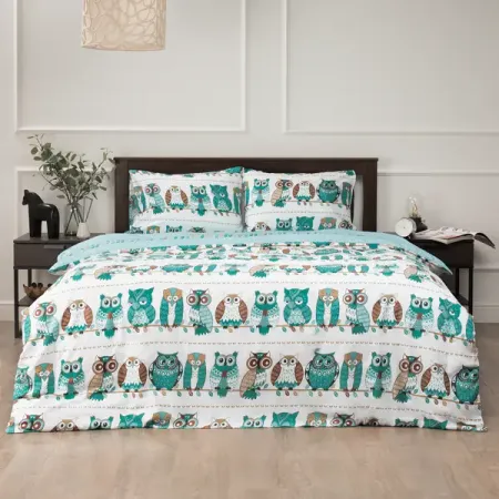 Комплект постельного белья Amore Mio Гарланд евро полисатин синий