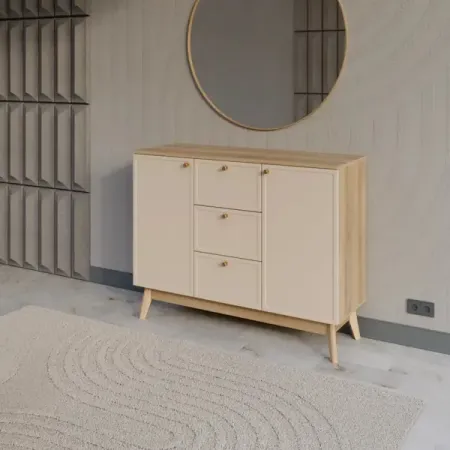 Комод KONSENSA Амьен 3 ящика 120х94х41.7 см ЛДСП цвет бежевый задняя крышка для yamaha fz6 n 2004 2007 спидометр тахометр