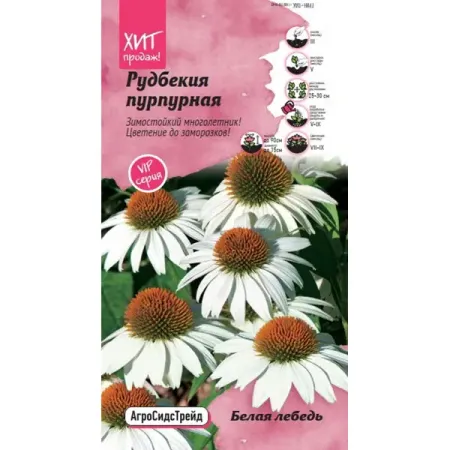 Семена цветов Агросидстрейд рудбекия пурпурная Белая лебедь