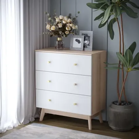 Комод KONSENSA Амьен 3 ящика 80х94х41.7 см ЛДСП цвет белый/коричневый задняя крышка для yamaha fz6 n 2004 2007 спидометр тахометр