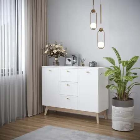 Комод KONSENSA Амьен 3 ящика 120х94х41.7 см ЛДСП цвет белый задняя крышка для yamaha fz6 n 2004 2007 спидометр тахометр