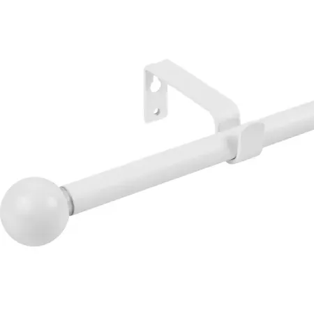 Настенный карниз раздвижной однорядный Шар d13/16 мм 120-210 см металл цвет белый стопорные кольца dazzleex 2 комплекта 3 8 1 2 3 4 1