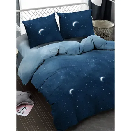 Комплект постельного белья Amore Mio Миднигт евро полисатин синий