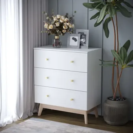 Комод KONSENSA Амьен 3 ящика 80х94х41.7 см ЛДСП цвет белый комод мальта 6 ящиков 1603x764x480мм белый лдсп