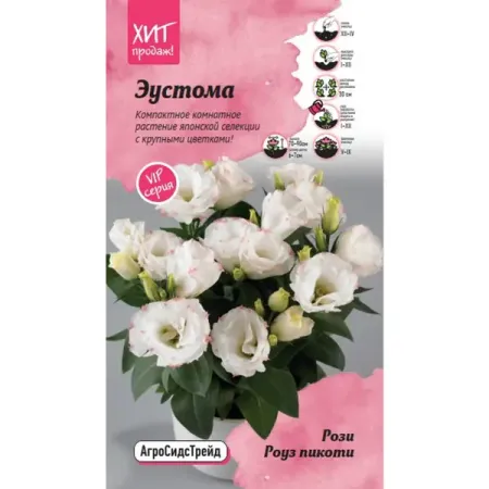Семена цветов Агросидстрейд эустома Рози Роуз Пикоти 5 шт.