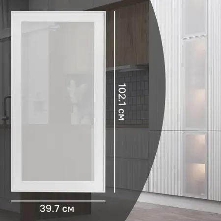 Фасад-витрина кухонного шкафа Вельск 39.7x102.1 см KONSENSA стекло цвет белый фасад меб филенч под стекло хв п 396х716мм хв п бессучковая